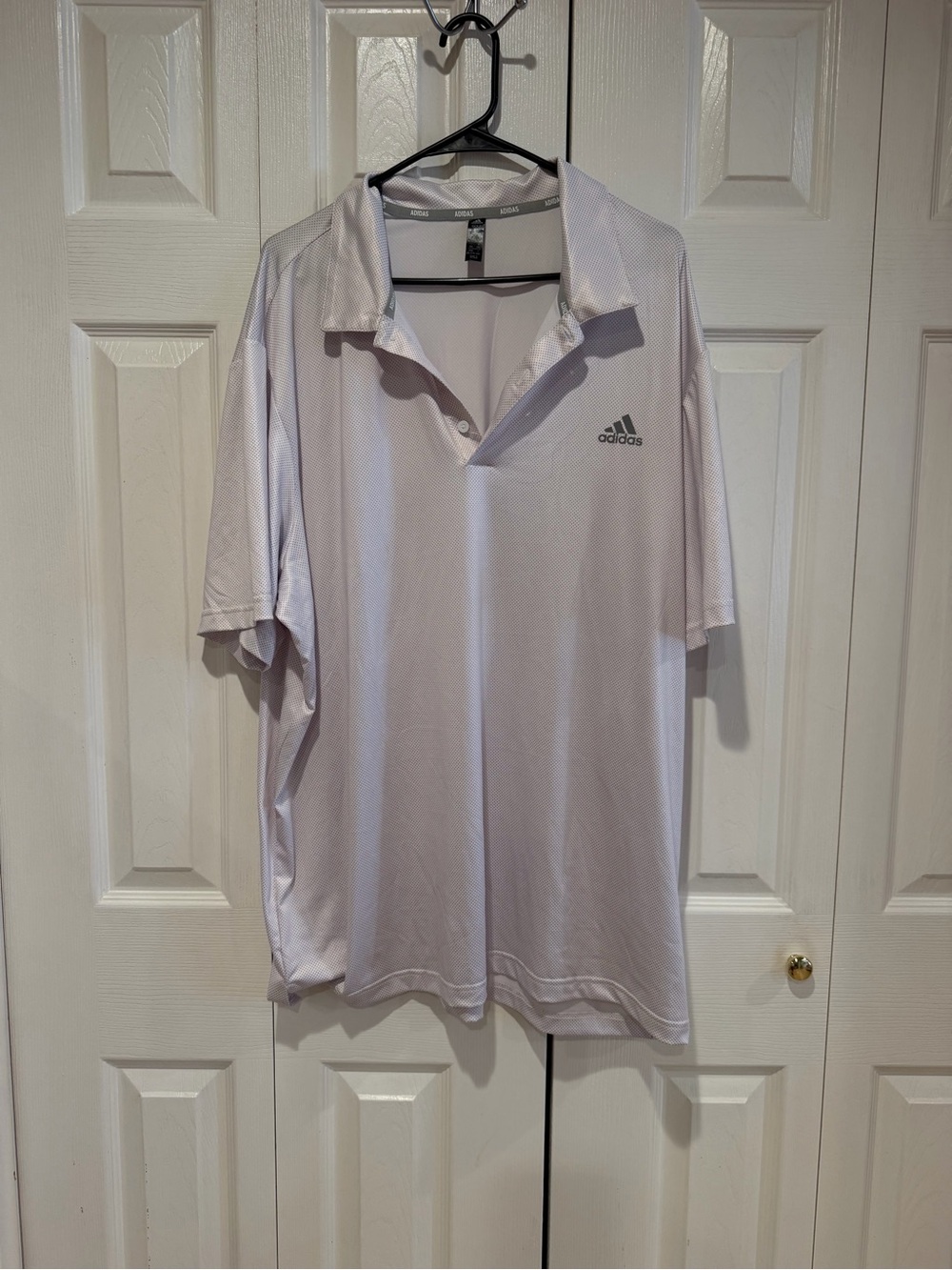 adidas White Men’s Short Sleeve Polo with Logo